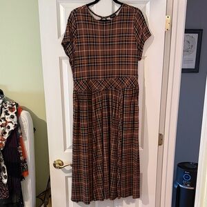 Torrid Brown Plaid Midi Dress